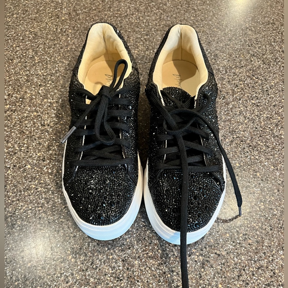 Black rhinestone sidny sneakers Betsey Johnson